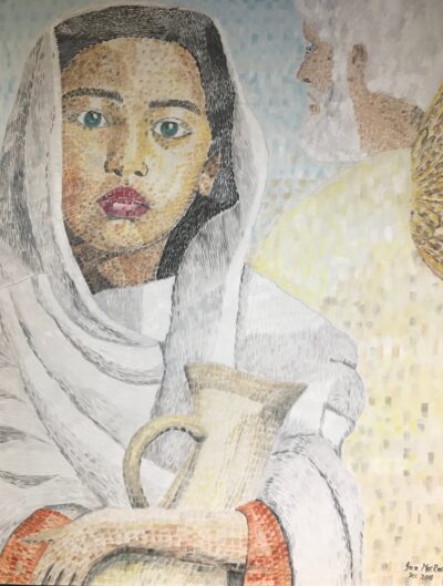 Mary, after being given the news | Oil on canvas. 40 x 50cm. Dec. 2018.