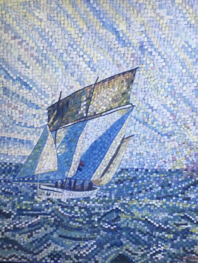 Dhow at sunrise | Oil on canvas 50 x 60 cms, Jan 2021. Sold.