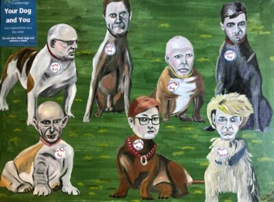 Dogs on a leash | Oil on canvas. 45 x 60 cms. June 2021
