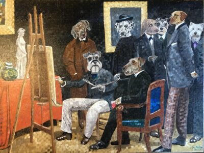 Manet and the Impressionists – 1870. (Fantin-Latour with Dogs) | Oil and acrylic on canvas. 60 x 45cms. October 2023. Sold.