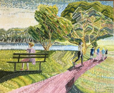 Lake Monger runners | Oil and acrylic on canvas. 50 x 60 cms. November 2023.