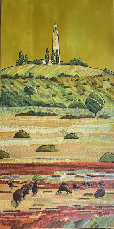 Wadjemup lighthouse | Acrylic on canvas. 90 x 45. November 2025.