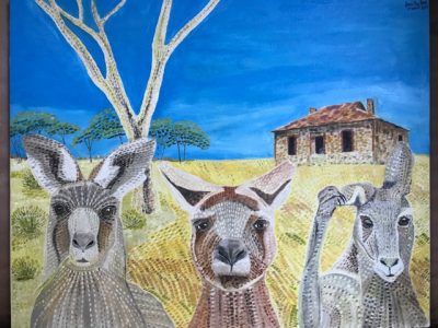 Roos loose in the top paddock | Oil on canvas 40 x 50cm. March 2019.