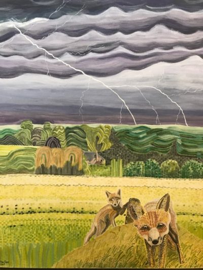 Foxes frolicking in Farnham | Oil on canvas 76 x 90cm. May 2019 SOLD
