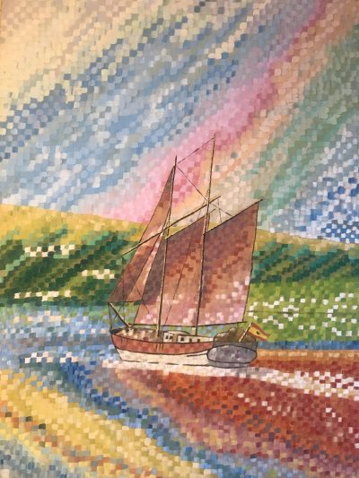 Schooner in colour | Oil on canvas, 45 x 60 cms, Sept 2021. Sold