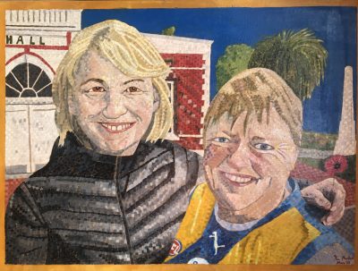Lisa and Claire on Rememberance Day | Oil on canvas. 45 x 60 cms. May 2022