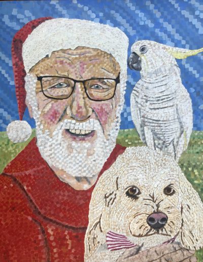 George as Santa | Oil on canvas board. 45 x 50 cms. December 2022. Sold