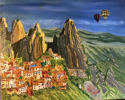 Castelmezzano, turn left after Matera | Oil and acrylic on canvas. 50 x 60cms. May 2023.