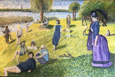 The Seurat’s visit Lake Monger | Oil and acrylic on canvas. 60 x 90 cms. September 2023.