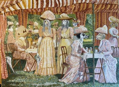 Garden party for ladies | Acrylic and oil on canvas. 60 x 45cms. January 2024.