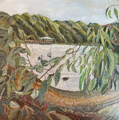Lake Monger waterbird lookout | Acrylic on canvas. 50 x 50cms. January 2024