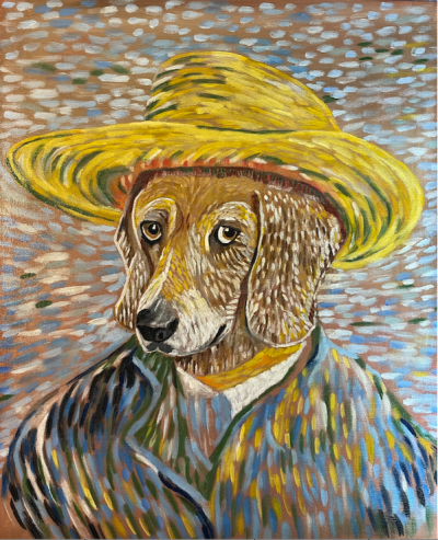 Fido Van Gogh, with ears | Acrylic on canvas. 40 x 50 cms. May 2024.