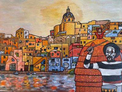 Procida giant dolls parade | Acrylic on canvas. 60 x 45 cms. October 2024.